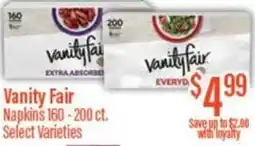 Chief Supermarket Vanity fair napkins offer