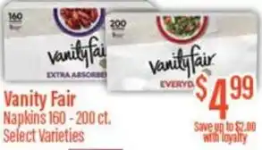 Chief Supermarket Vanity fair napkins offer