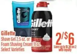 Chief Supermarket Gillette shave gel or foaming shave cream offer