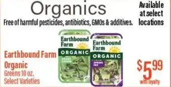 Chief Supermarket Earthbound farm organic greens offer