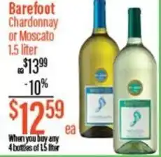Chief Supermarket Barefoot chardonnay or moscato offer