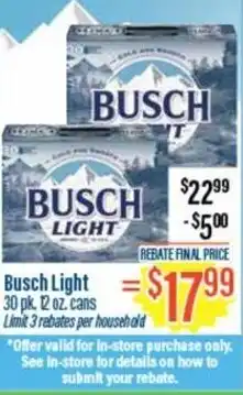 Chief Supermarket Busch light offer