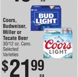 Smart & Final Coors, Budweiser, Miller or Tecate Beer offer