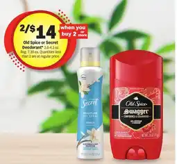 Meijer Old Spice or Secret Deodorant offer