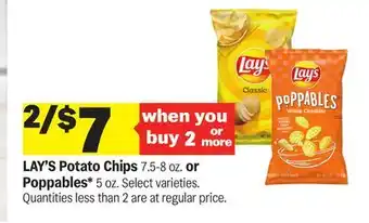 Meijer LAY'S Potato Chips 7.5-8 oz. or Poppables* 5 oz offer
