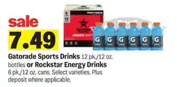 Meijer Gatorade Sports Drinks 12 pk./12 oz. bottles or Rockstar Energy Drinks 6 pk./12 oz. cans offer