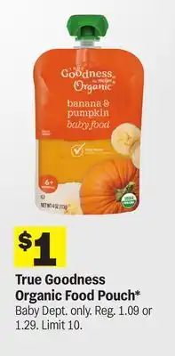 Meijer True Goodness Organic Food Pouch offer