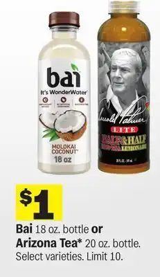Meijer Bai 18 oz. bottle or Arizona Tea* 20 oz. bottle offer