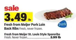 Meijer Fresh from Meijer Pork Loin Back Ribs offer