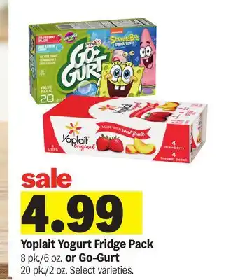 Meijer Yoplait Yogurt Fridge Pack 8 pk./6 oz. or Go-Gurt 20 pk./2 oz offer