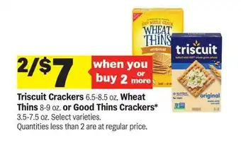 Meijer Triscuit Crackers 6.5-8.5 oz, Wheat Thins 8-9 oz. or Good Thins Crackers* 3.5-7.5 oz offer
