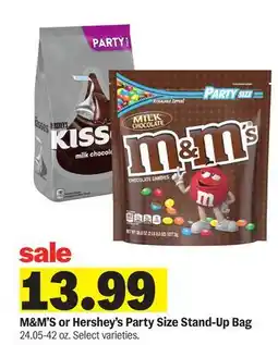 Meijer M & M' S or Hershey's Party Size Stand-Up Bag offer
