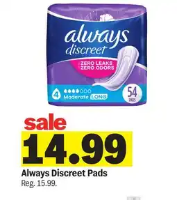 Meijer Always Discreet Pads offer
