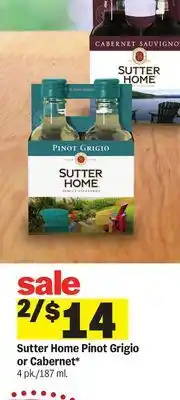 Meijer Sutter Home Pinot Grigio or Cabernet offer