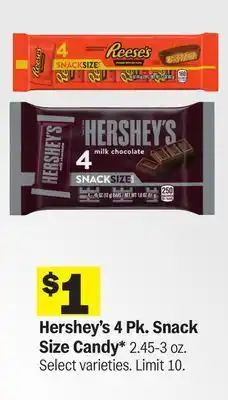 Meijer Hershey's 4 Pk. Snack Size Candy offer