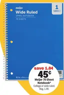 Meijer Meijer 70 Sheet Notebook offer
