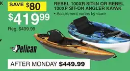 Dunham's Sports REBEL 100XR SIT-IN OR REBEL 100XP SIT-ON ANGLER KAYAK offer