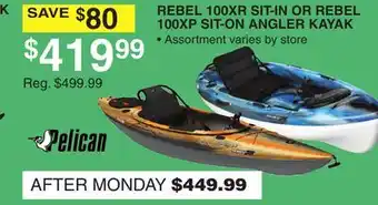Dunham's Sports REBEL 100XR SIT-IN OR REBEL 100XP SIT-ON ANGLER KAYAK offer
