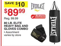 Dunham's Sports 80 LB. ELITE HEAVY BAG AND GLOVES COMBO offer