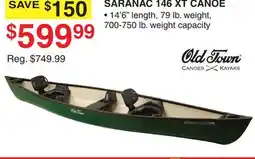 Dunham's Sports SARANAC 146 XT CANOE offer