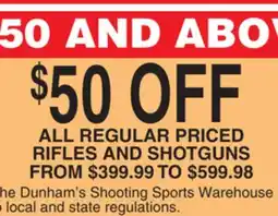 Dunham's Sports REGULAR RIFLES AND SHOTGUNS offer