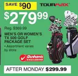Dunham's Sports MEN'S OR WOMEN'S TX 500 GOLF PACKAGE SET offer