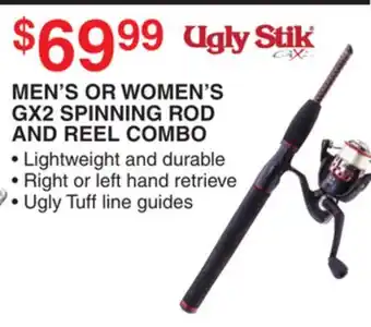 Dunham's Sports MEN'S OR WOMEN'S GX2 SPINNING ROD AND REEL COMBO offer