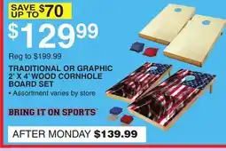 Dunham's Sports TRADITIONAL OR GRAPHIC 2' X 4' WOOD CORNHOLE BOARD SET offer