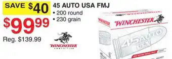 Dunham's Sports WINCHESTER 45 AUTO USA FMJ offer