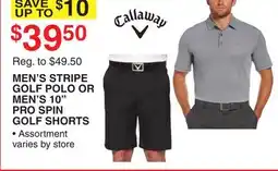 Dunham's Sports MEN'S STRIPE GOLF POLO OR MEN'S 10 PRO SPIN GOLF SHORTS offer