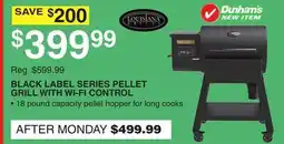 Dunham's Sports BLACK LABEL SERIES PELLET GRILL WITH WI-FI CONTROL offer
