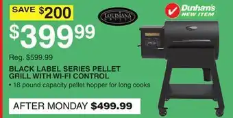 Dunham's Sports BLACK LABEL SERIES PELLET GRILL WITH WI-FI CONTROL offer