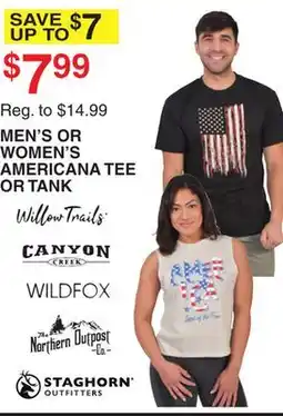 Dunham's Sports MEN'S OR WOMEN'S AMERICANA TEE OR TANK offer