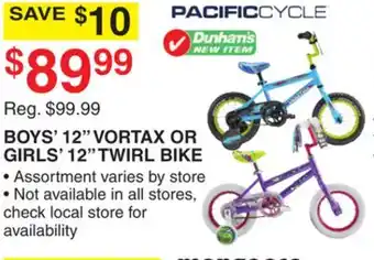 Dunham's Sports BOYS' 12 VORTAX OR GIRLS' 12 TWIRL BIKE offer