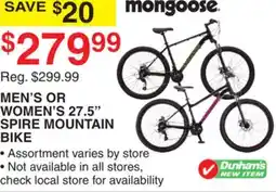 Dunham's Sports MEN'S OR WOMEN'S 27.5 SPIRE MOUNTAIN BIKE offer
