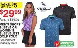 Dunham's Sports MEN'S SHORT SLEEVE OR WOMEN'S SLEEVELESS GOLF POLO offer