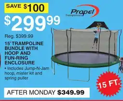 Dunham's Sports 15' TRAMPOLINE BUNDLE WITH HOOP AND FUN-RING ENCLOSURE offer