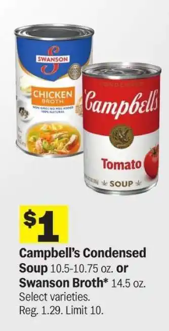 Meijer Campbell's Condensed Soup or Swanson Broth offer