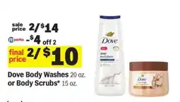 Meijer Dove Body Washes or Body Scrubs offer