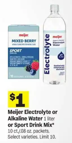 Meijer Meijer Electrolyte or Alkaline Water or Sport Drink Mix offer