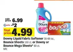 Meijer Downy Liquid Fabric Softener, Bounce Sheets, or Downy or Bounce Mega Sheets offer