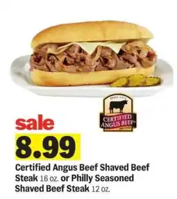 Meijer Certified Angus Beef Shaved Beef Steak or Philly Seasoned Shaved Beef Steak offer