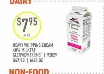 US Foods Chef's Store Glenview Farms Heavy Whipping Cream 40% Milkfat offer