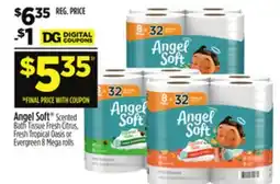 Dollar General Angel Soft Scented Bath Tissue Fresh Citrus, Fresh Tropical Oasis or Evergreen 8 Mega rolls offer