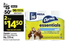 Dollar General Charmin Essentials Bath Tissue 9 Mega rolls offer