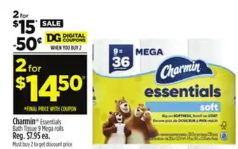 Dollar General Charmin Essentials Bath Tissue 9 Mega rolls offer