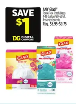 Dollar General ANY Glad ForceFlex Trash Bags offer