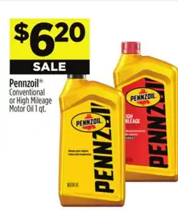 Dollar General Pennzoil Conventional or High Mileage Motor Oil offer