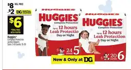 Dollar General Huggies Complete Protection Jumbo Diapers offer