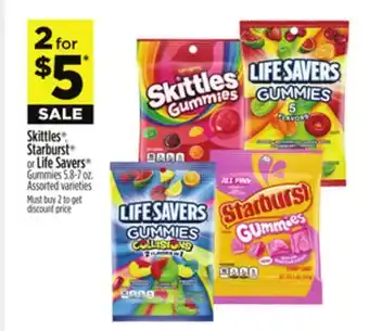 Dollar General Skittles , Starburst or Life Savers Gummies offer